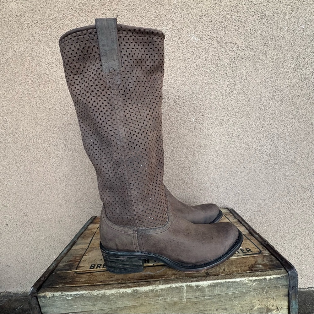 Corral Perforated Leather Riding Boot - Picture 1 of 12